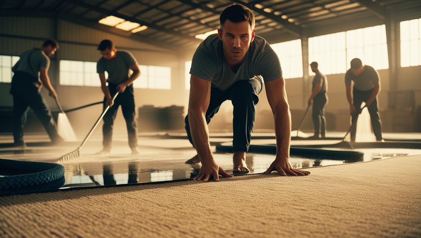 عمال يقومون بغسيل السجاد (2)